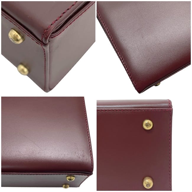 カルティエ ハンドバッグ ec-23782 ボルドー マスト 美品 レザー 中古