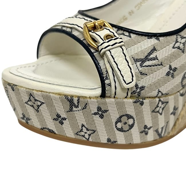 ルイ ヴィトン ウェッジソールサンダル ネイビー グレー ホワイト