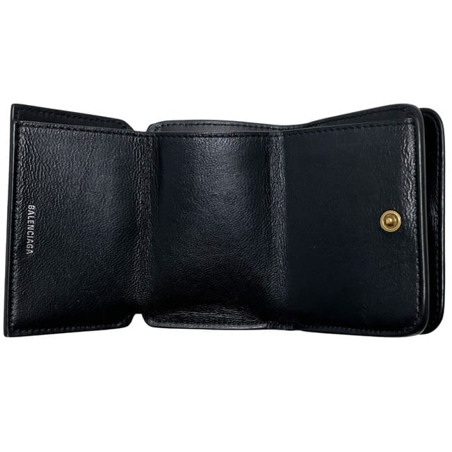 バレンシアガ 三つ折り 財布 ブラック エブリデイ 593813 美品 レザー