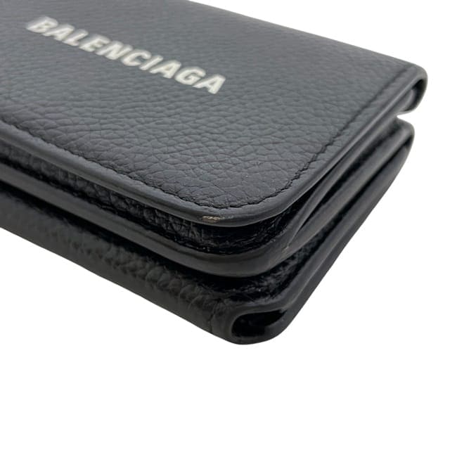 バレンシアガ 三つ折り 財布 ブラック エブリデイ 593813 美品 レザー