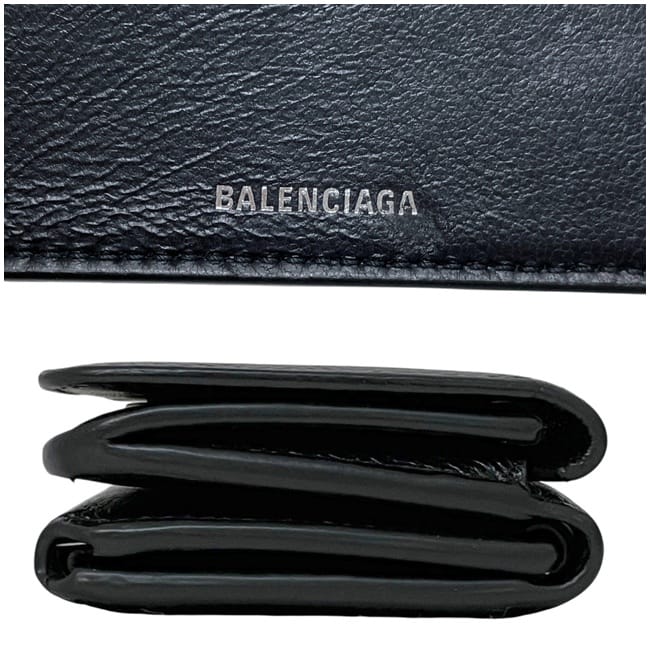 バレンシアガ 三つ折り 財布 ブラック エブリデイ 593813 美品 レザー