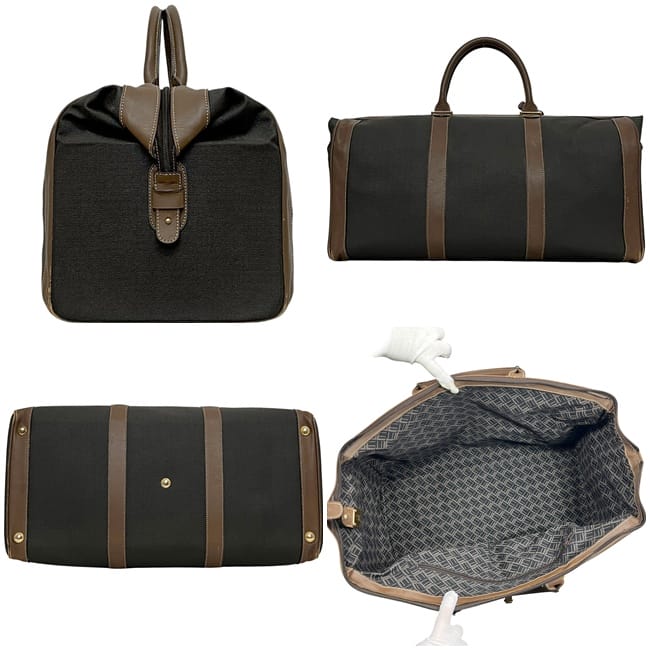 ダンヒル ボストンバッグ ブラウン グレー 旅行鞄 PVC レザー 中古