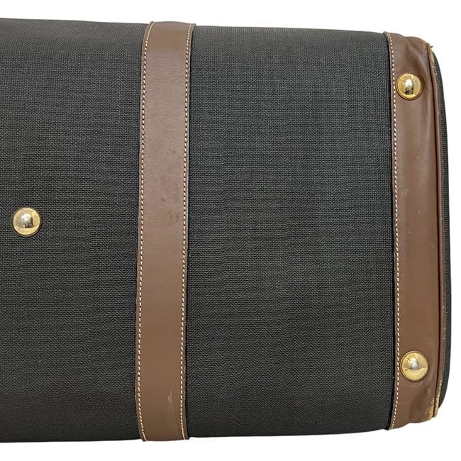 ダンヒル ボストンバッグ ブラウン グレー 旅行鞄 PVC レザー 中古