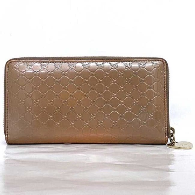 極美品✨グッチ 長財布 ラウンドファスナー シマ レザー GG柄