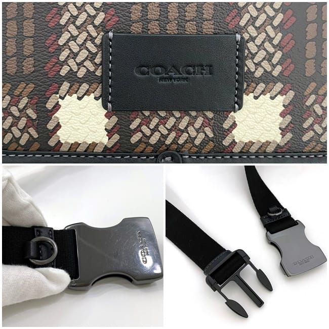 コーチ ボディバッグ ブラック レッド チェック CN405 ec-20068 未使用 美品 プリント ワイアット PVC レザー Sランク COACH ウエストポーチ ベルトバッグ チェック柄 定番 人気 プレゼント ギフト 贈り物 レディース コンパクト 上品 ブランド 本物 鑑定済み コーチ ボディバッグ ブラック レッド チェック CN405 ec-20068 未使用
