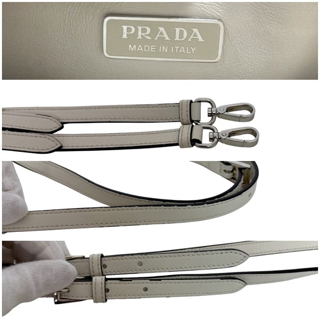 プラダ 2way バッグ ホワイト BIANCO 1BA333 美品 レザー ソフトカーフ