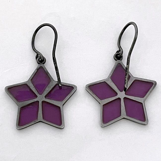 ボッテガヴェネタ 星 ピアス パープル ブラック ec-20023 美品 レア Ag