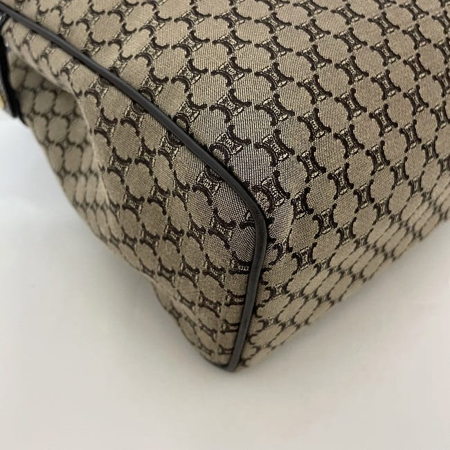 セリーヌ ハンドバッグ ec-23530 ベージュ ブラウン マカダム 美品 キャンバス レザー 中古 YS 00/45 CELINE 軽い ロゴ ヴィンテージ レディース 手持ち 定番 人気 黒 マイクロマカダム キャンバスバッグ ゴールド金具 ブランド 本物 鑑定済み セリーヌ ハンドバッグ ec-23530 ベージュ ブラウン マカダム 美品