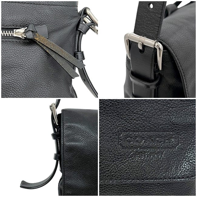 良品 COACH メッセンジャーバッグ レザー ブラック トンプソン 70313 COACH 70313 トンプソン レザー スリム メッセンジャー / コーチ