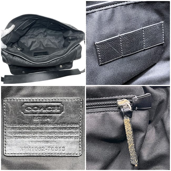 コーチ メッセンジャーバッグ ブラック トンプソンレザー 70313