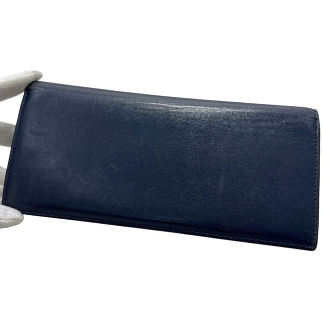 おもち　【極美品】LOEWE ネイビー 長財布 二つ折り財布 ロゴ ロエベ 二つ折り 長財布 ネイビー アナグラム 109.80.978 財布 美品
