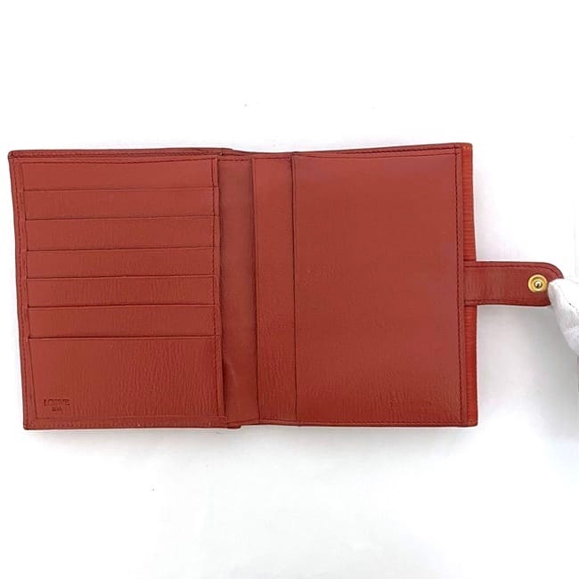 ロエベ 二つ折り 財布 ec-22585 レッド ベラスケス 美品 レザー 中古