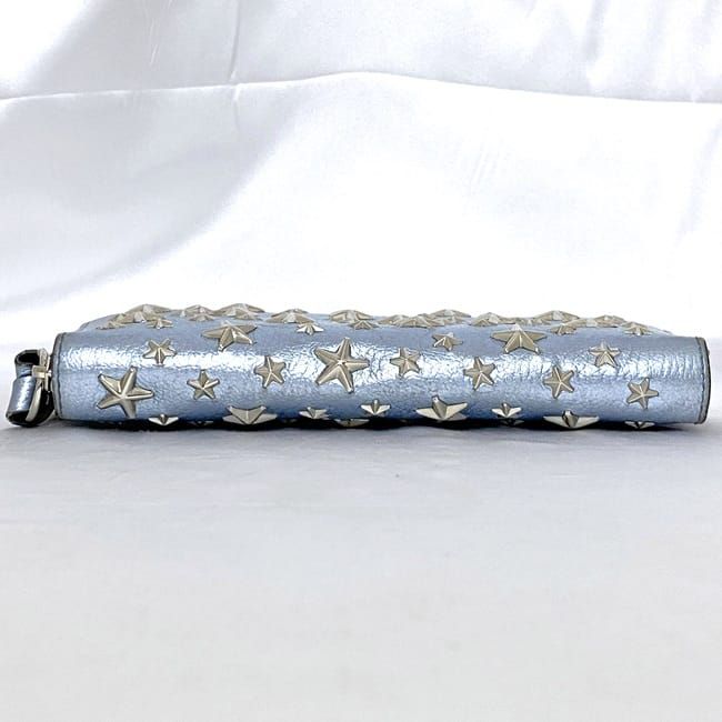 ジミーチュウ ラウンドファスナー 長財布 ec-22077 ライトブルーブルー