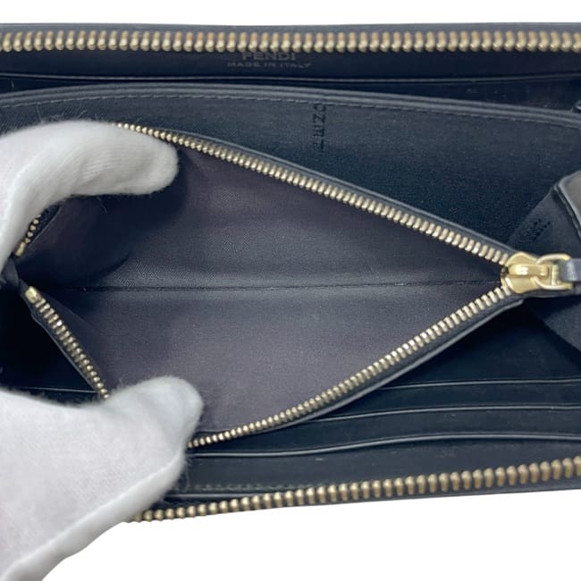 フェンディ ラウンドファスナー 長財布 ブラック バグズ 7M0210 財布