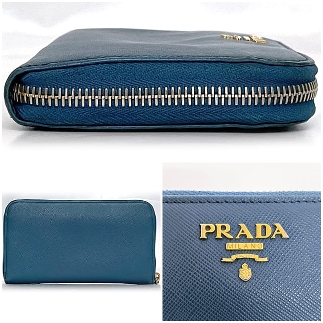 PRADA ブルー サフィアーノレザー 長財布 PRADA - 本物 プラダ PRADA サフィアーノ レザー 長財布 ロング