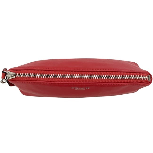 コーチ ポーチ レッド 美品 レザー 中古 COACH ファスナー チャーム付