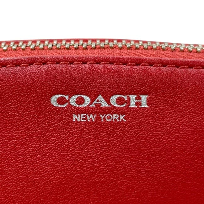 コーチ ポーチ レッド 美品 レザー 中古 COACH ファスナー チャーム付