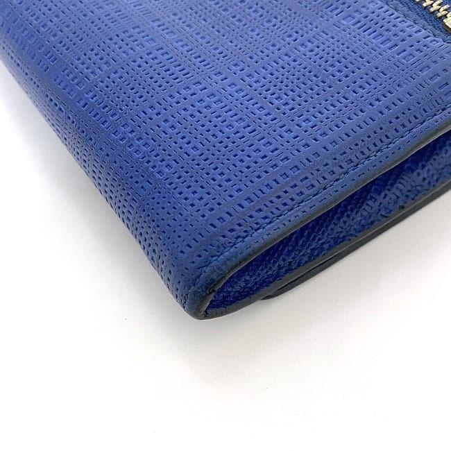 【超美品】LOEWE ロエベ アマソナ アナグラム 2つ折り長財布 ブルー ロエベ 二つ折り 長財布 ec-22032 ブルー リネン 財布 レザー