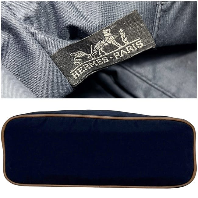 エルメス ポーチ GM ネイビー ボリード クラッチバッグ コットン