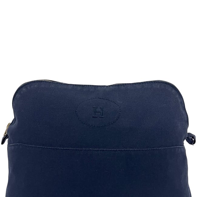 エルメス ポーチ GM ネイビー ボリード クラッチバッグ コットン