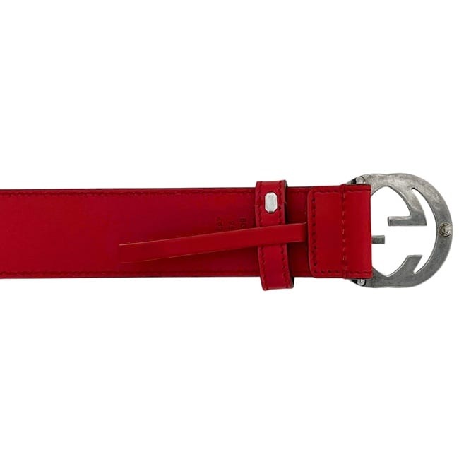 希少　GUCCI オールドグッチ　チェーンベルト　インターロッキング　レッド グッチ ベルト レッド 赤 インターロッキング 546389 B-GH0N 493075