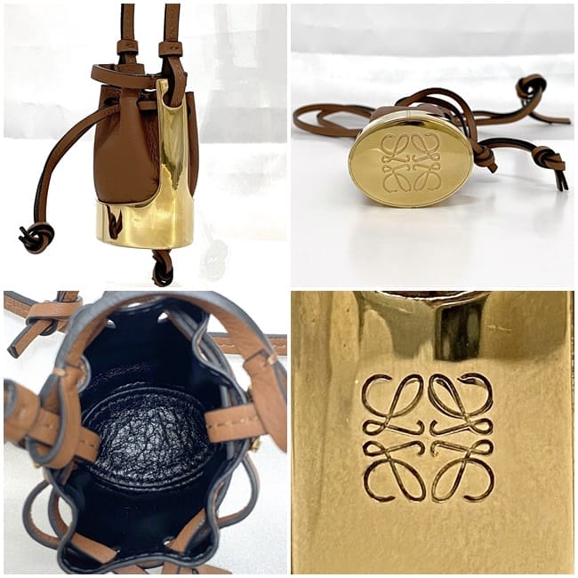 ロエベ ネックレス バルーンバッグ f-23339 ブラウン ゴールド バルーン J710E19X01 美品 レザー メタル 中古 LOEWE ミニ 茶色 金色 アナグラム ロゴ レア ポーチ 巾着 アクセサリー メンズ レディース 男女兼用 小物入れ マイクロポーチ ブランド 本物 鑑定済 ロエベ ネックレス バルーンバッグ f-23339 ブラウン ゴールド