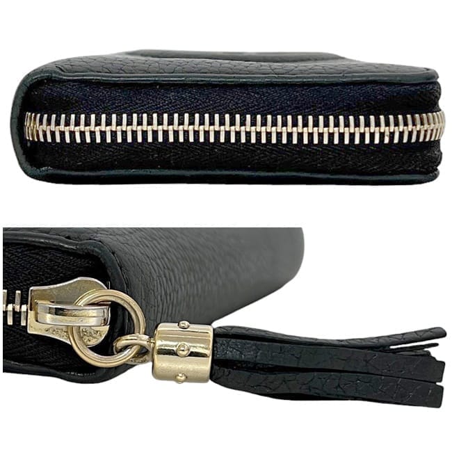 【極美品】グッチ 長財布 ロゴプリント シェリーライン レザー ラウンド 黒 グッチ ラウンドファスナー 長財布 ec-24164 ブラック インター