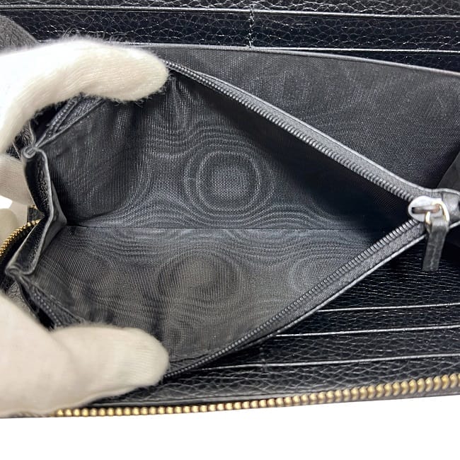【極美品】グッチ 長財布 ロゴプリント シェリーライン レザー ラウンド 黒 グッチ ラウンドファスナー 長財布 ec-24164 ブラック インター