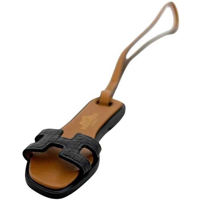 エルメス チャーム オランナノ ブラウン ブラック 美品 レザー 中古