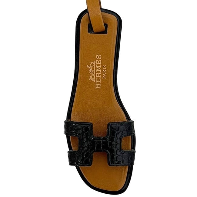 エルメス チャーム オランナノ ブラウン ブラック 美品 レザー 中古