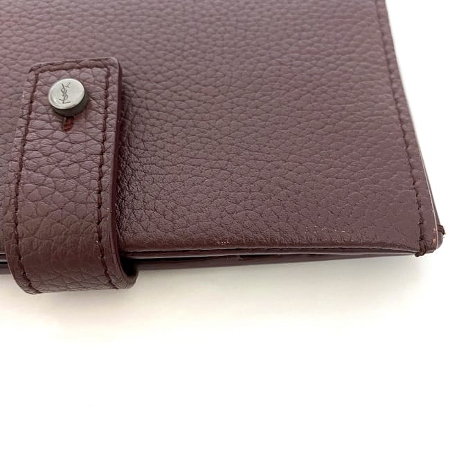 サンローラン 二つ折り 財布 ec-22351 ボルドー 505011 美品 レザー