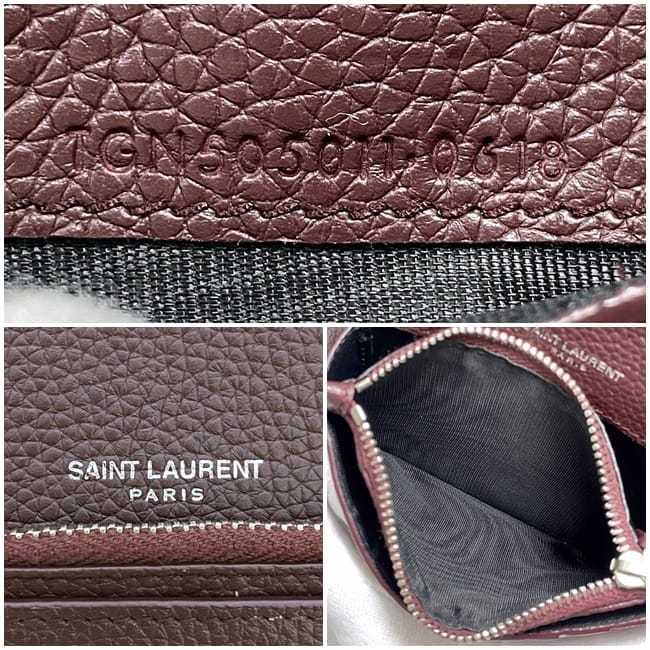 サンローラン 二つ折り 財布 ec-22351 ボルドー 505011 美品 レザー