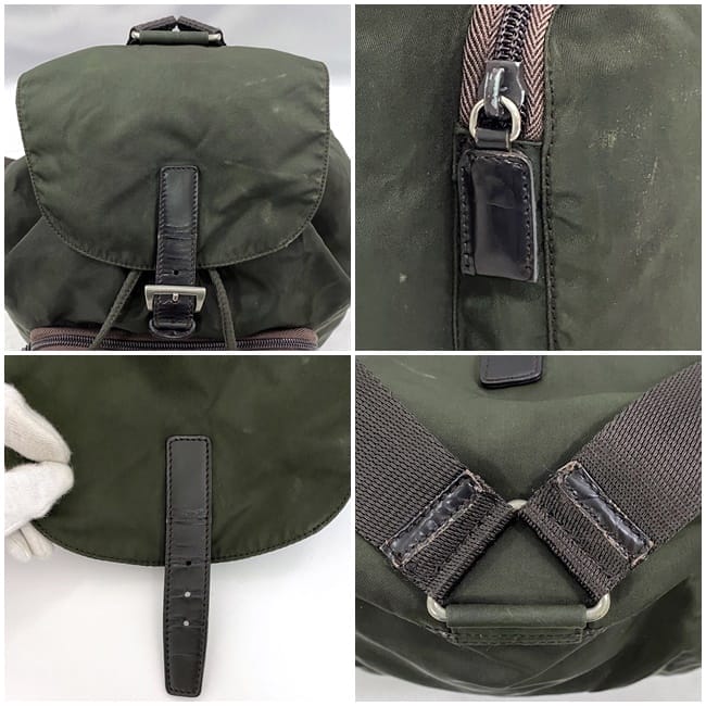 【美品✨】プラダ リュック バッグパック 三角プレート テスートナイロン カーキ プラダ リュック ec-22627 カーキ テスート 美品 ナイロン 中古