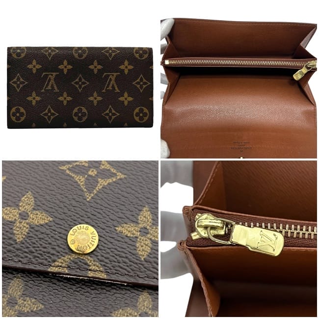 【美品】ルイヴィトン モノグラム ポルトモネ　クレディ　 二つ折り長財布 茶 ルイ ヴィトン 二つ折り 長財布 ポルトモネ クレディ ec-24168