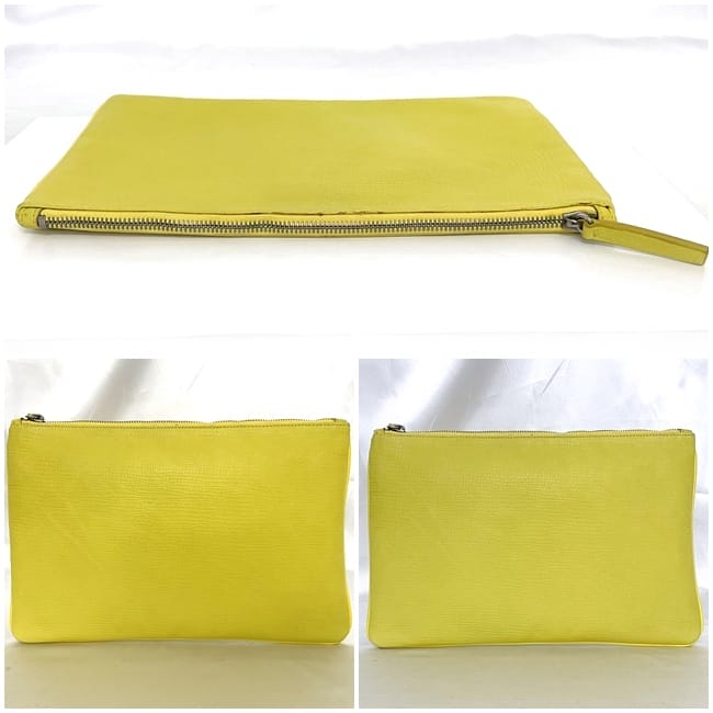 ジルサンダー クラッチバッグ ec-23402 イエロー 美品 レザー 中古