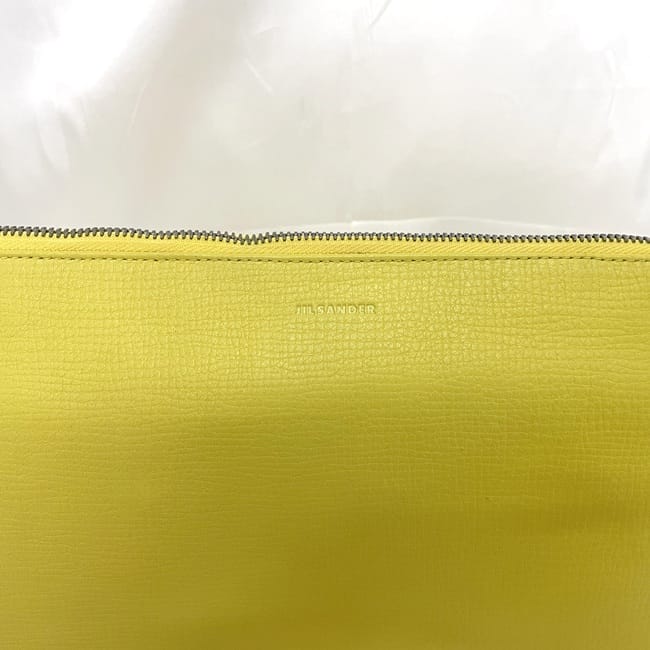 ジルサンダー クラッチバッグ ec-23402 イエロー 美品 レザー 中古