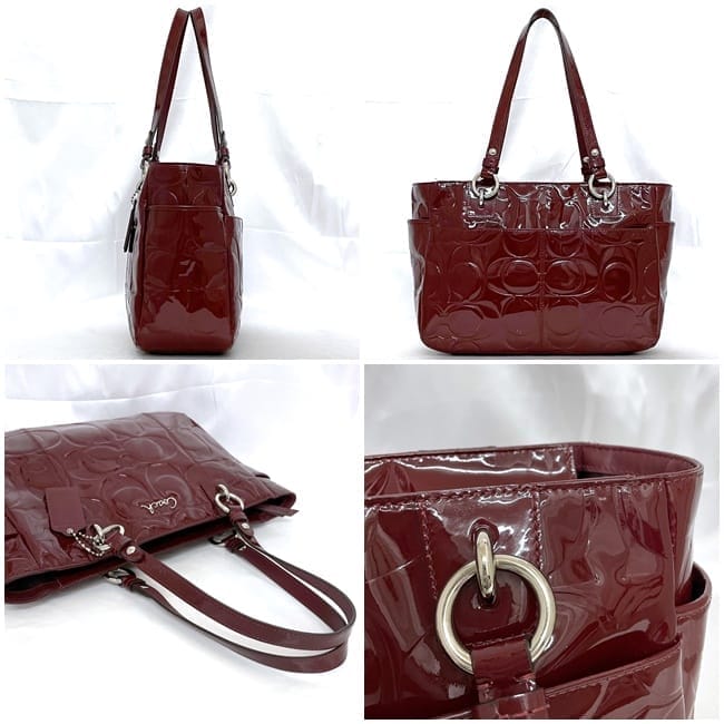 COACH コーチ パテントレザー ハンドバッグ ボルドー系 楽天市場】コーチ COACH ハンドバッグ パテント レザー エナメル