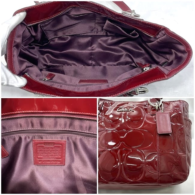 COACH コーチ パテントレザー ハンドバッグ ボルドー系 mab05127.jpg