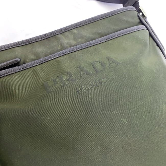 プラダ ショルダーバッグ カーキ グリーン ブラック テスート