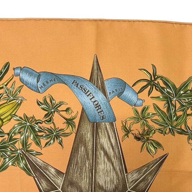 エルメス スカーフ カレ90 オレンジベージュ PASSIFLORES HERMES 美品