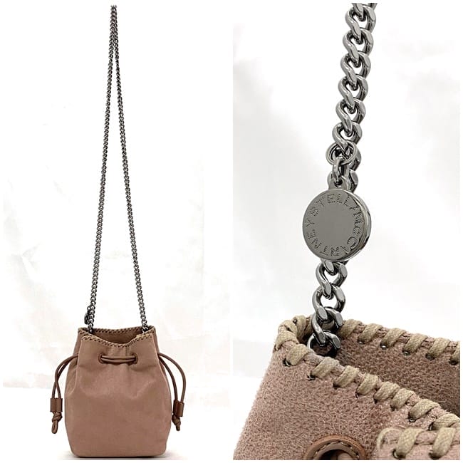 ステラマッカートニー チェーン ショルダーバッグ f-22278 ベージュピンク ファラベラ 700204 W9132 美品 巾着 フェイクレザー 中古 STELLA McCARTNEY ミニ バケット チェーンバッグ シンプル クロスボディ レディース ミニバッグ 人気 ブランド 本物 鑑定済み ステラマッカートニー チェーン ショルダーバッグ f-22278 ベージュ