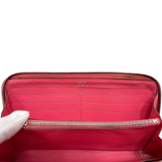 エルメス ラウンドファスナー 長財布 アザップ f-24172 ピンク ローズ  