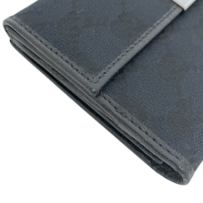 グッチ 二つ折り 長財布 ec-23819 ブラック GGキャンバス 112715 美品