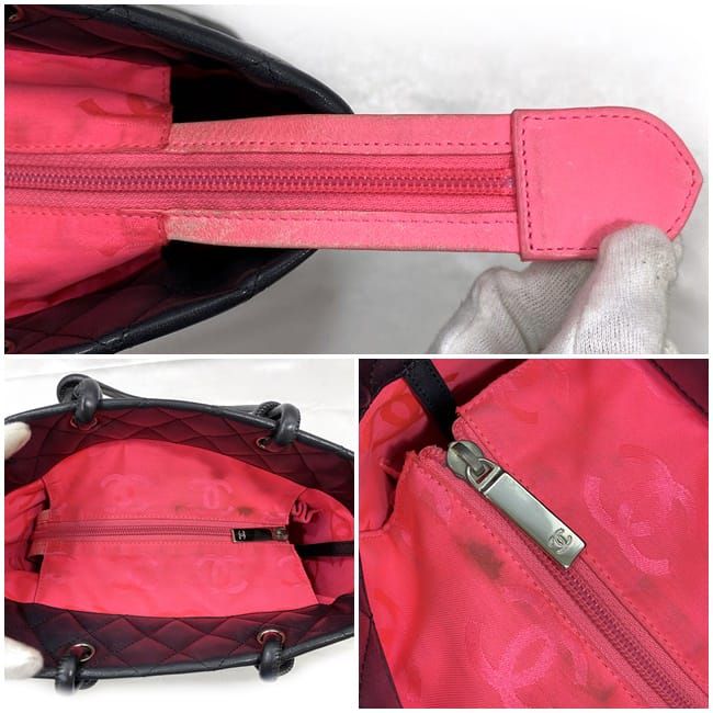 シャネル トートバッグ f-21152 ブラック ホワイト カンボン A25166 美