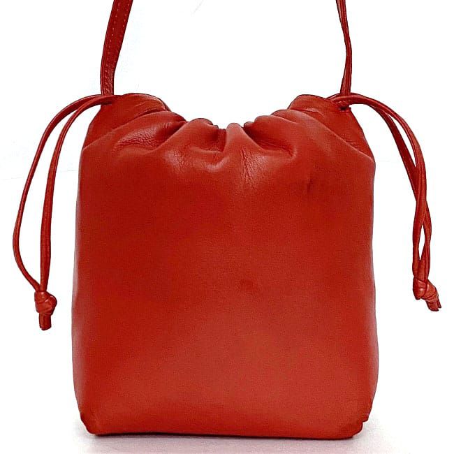 ロエベ 巾着 ショルダーバッグ レッド アナグラム 8-14088 美品