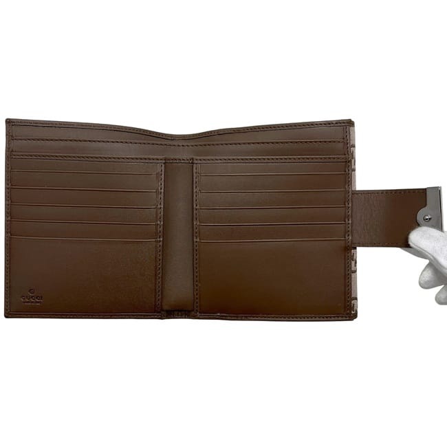 グッチ 二つ折り 財布 ベージュ ブラウン GGキャンバス 035 2129 2249