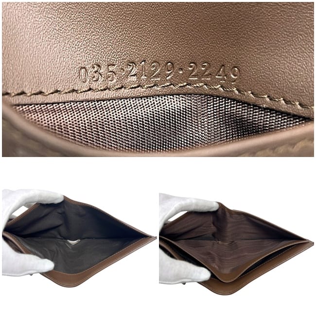 グッチ 二つ折り 財布 ベージュ ブラウン GGキャンバス 035 2129 2249