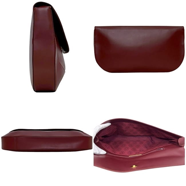 カルティエ クラッチバッグ ボルドー マスト 美品 レザー 中古 Cartier