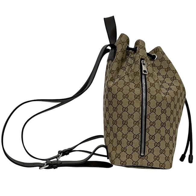 グッチ 巾着 リュック ベージュ ブラウン GGキャンバス 449175 美品