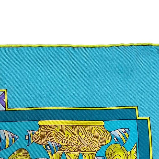 エルメス スカーフ カレ 90 ライトブルー 大西洋の出会い クリーニング